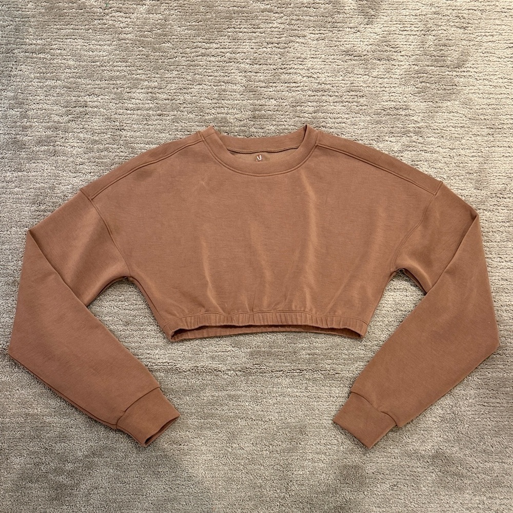 BuffBunny Collection Cropped Luxe Sweatshirt  Brown small - Picture 2 of 5